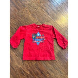 Baby BGosh Red Train Graphic LS Shirt 100% Cotton 18M USA Vintage Toddler Top